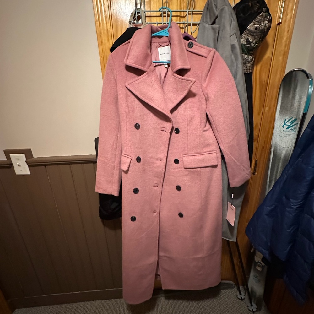 AVEC LES FILLES Maxi Pink Double-Breasted Long Coat - Picture 2 of 8